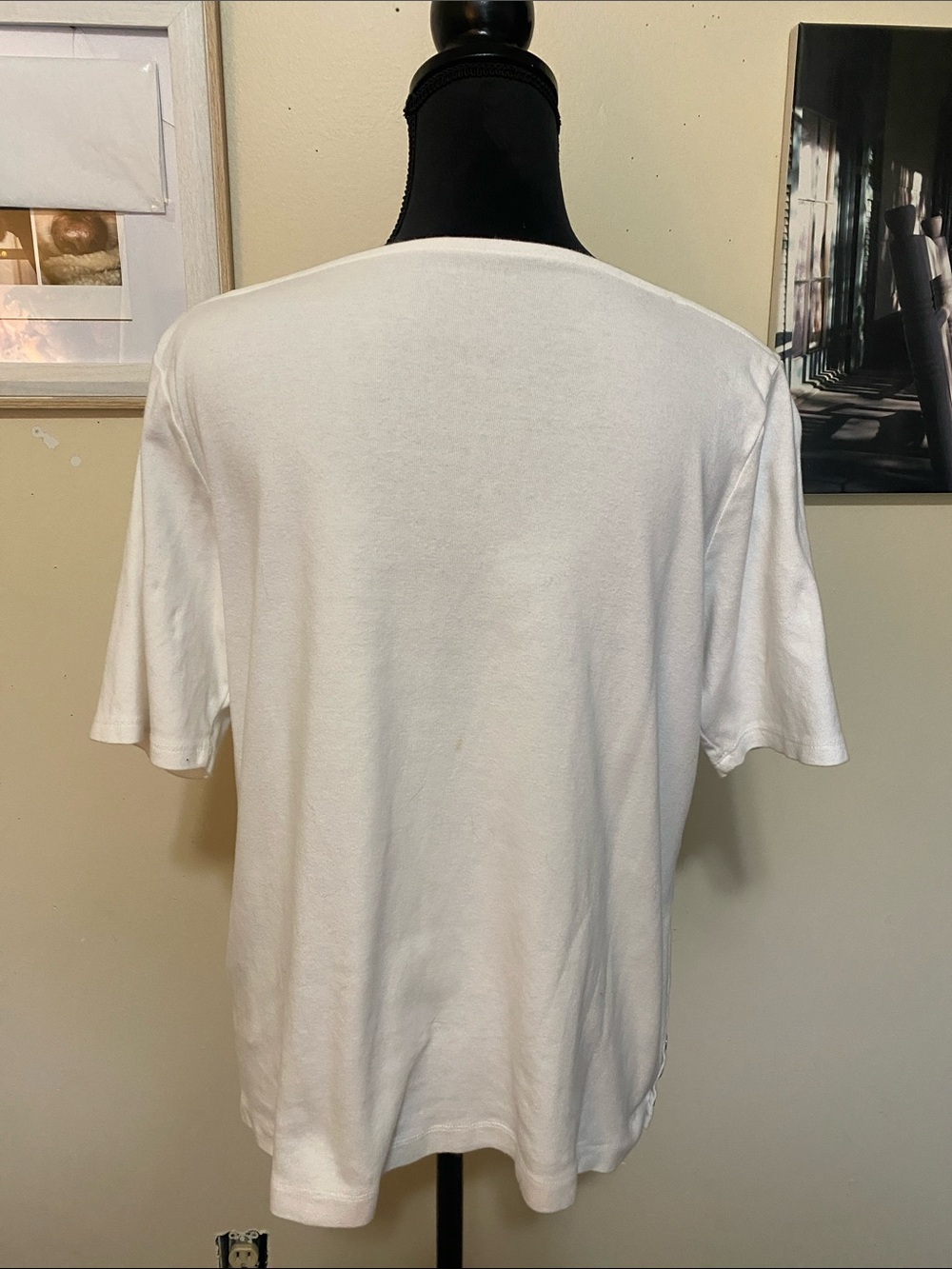 Croft & Barrow Women's White Sq Neck Short Sleeve W/ Side Details Top Sz Large - Picture 2 of 5